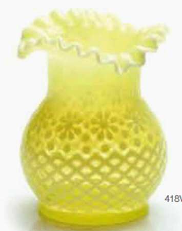 Snowflake Vaseline Opal 6" Flower Vase