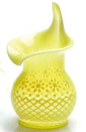 Snowflake Vaseline Opal Vase Pitcher