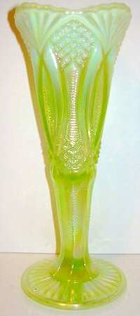 Diamond Classic Vaseline Opal Carnival 10" Bud Vase