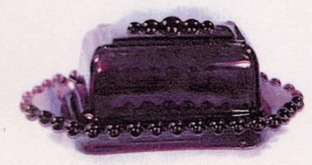 Candlewick Amethyst California Covered Butter W/Beads on Top of Lid