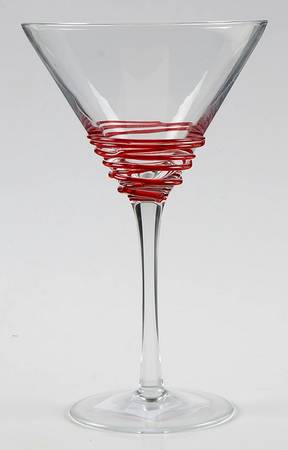 Swirl Red Martini Glass