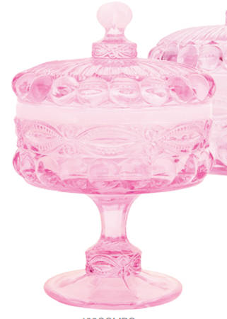 Eye Winker Pink Opal 7" Compote & Lid
