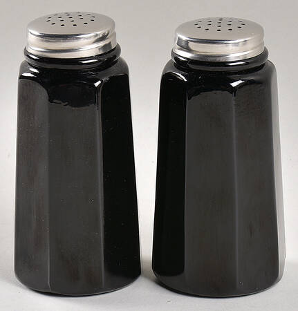 Panel Black Raspberry Salt and Pepper Set with Glass and Metal Tops