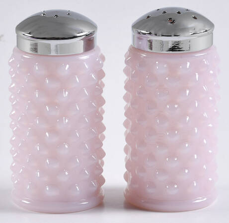 Gigi Crown Tuscan Pink Salt and Pepper Shakers with Metal Lids