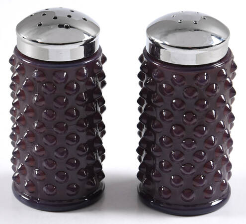 Gigi Eggplant Salt and Pepper Shakers with Metal Lids