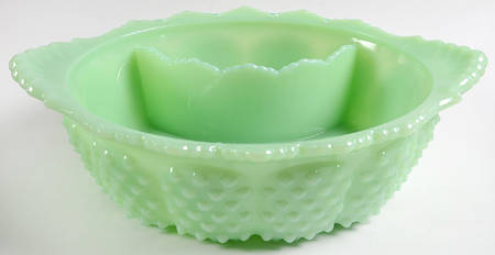 Gigi Jadeite Handled Divided Melon Bowl