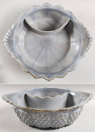Gigi Marble Gray Handled Divided Melon Bowl