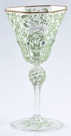 Canine and Foliate-Green Wine Glass