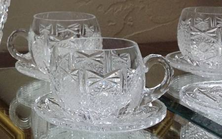 Paris (Cut Stars) Clear Cup and Saucer Set (Punch Cup)