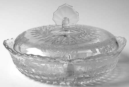 Flower Basket-Clear 3-Part Candy Dish with Lid