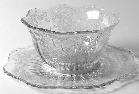 Flower Basket-Clear Mayonnaise Bowl and Underplate