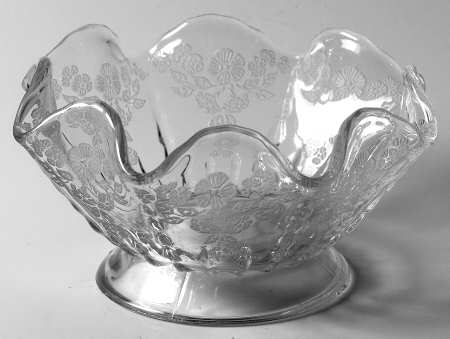 Flower Basket-Clear Footed Flared Crimped Bon Bon