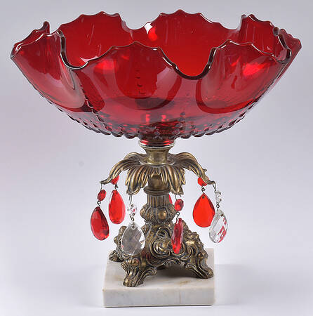 Radiance Ruby (No Trim) Compote with Marble Base