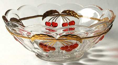 Cherry and Cable Clear Ruby Large Fruit Bowl