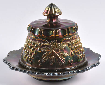 Grape and Cable Amethyst Round Covered Butter