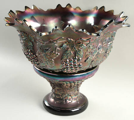 Grape and Cable Amethyst Punch Bowl with Stand
