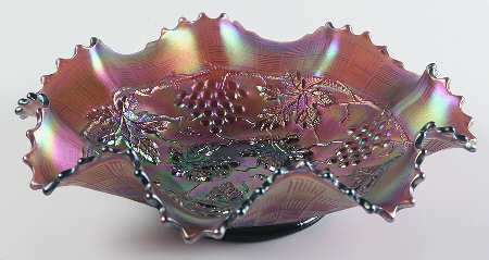 Grape and Cable Amethyst 8" Round Crimped Bowl