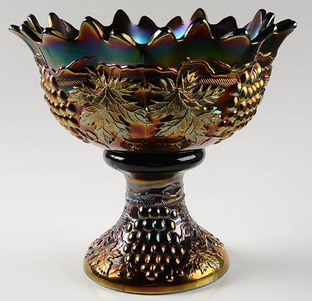 Grape and Cable Amethyst Punch Bowl with Stand