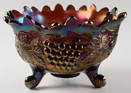 Grape and Cable Amethyst Footed Orange Bowl
