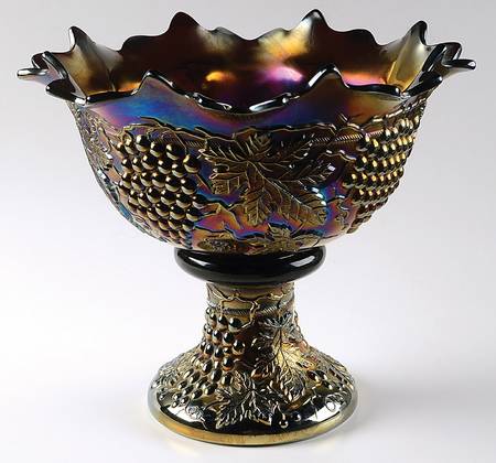 Grape and Cable Amethyst Punch Bowl with Stand