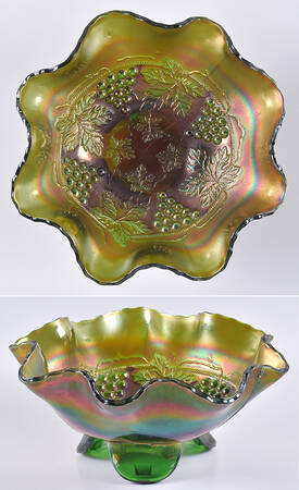 Grape and Cable Green Three-Toed Bowl