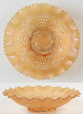 Grape and Cable Marigold 8" Ruffled Bowl