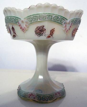 Chrysanthemum Sprig-Custard Footed Open Jam/Jelly
