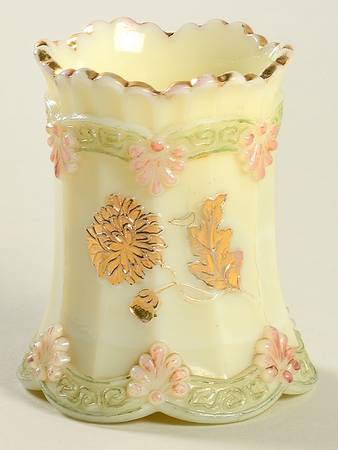 Chrysanthemum Sprig-Custard Toothpick Holder