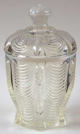 Drapery-White Opalescent Sugar Bowl & Lid