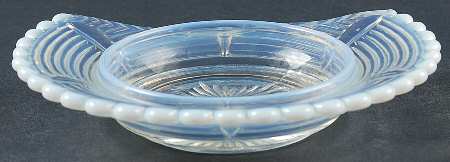 Drapery-White Opalescent Round Butter Dish No Lid