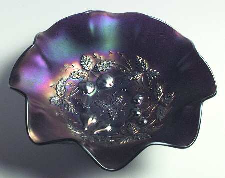 Three Fruits Blue (Carnival) Crimped Bowl