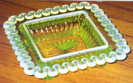 Alaska-Vaseline Square Butter Dish No Lid