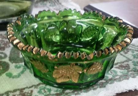 Gold Rose-Green Small Fruit Dessert Bowl