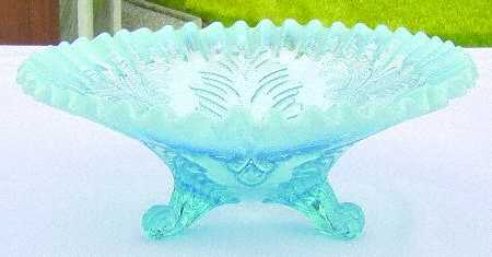 Palm and Scroll Blue Opalescent by Northwood