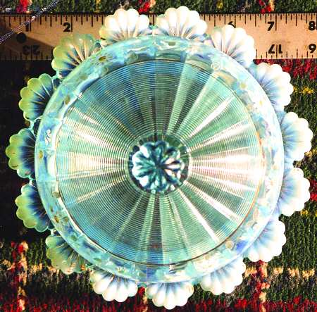 Klondyke-Blue Opalescent (Decal) Round Covered Butter