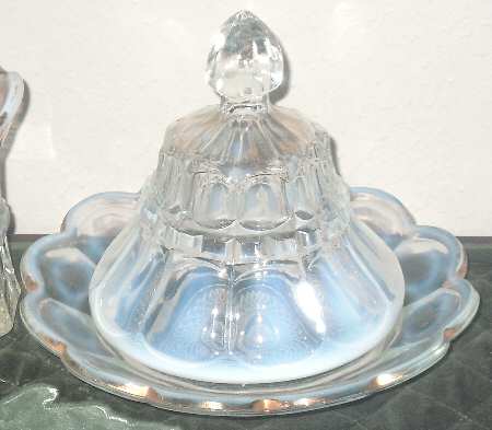 Regal-White Opalescent Round Covered Butter