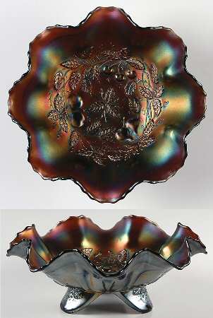 Three Fruits Amethyst (Carnival) 9" Round Crimped Bowl