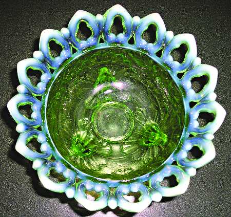 Shell and Wild Rose Green Opalescent by Northwood
