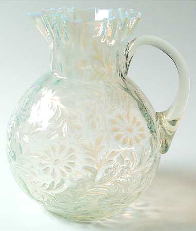 Daisy and Fern White Opalescent Large Pitcher