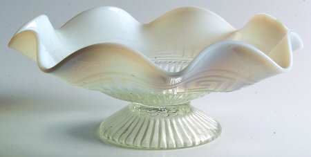 Greek Key and Ribs White Opalescent by Northwood