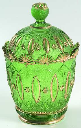 Posies and Pods Emerald Green Sugar Bowl & Lid
