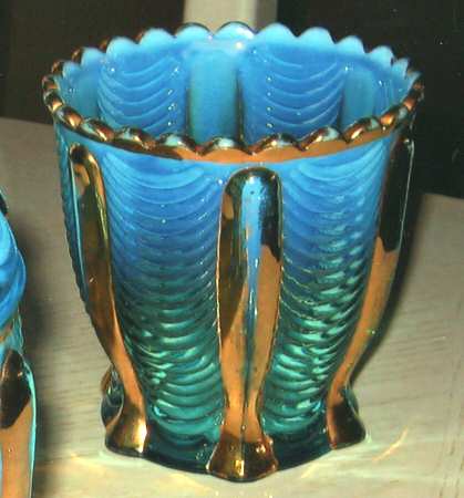 Drapery-Blue Opalescent Open Spooner