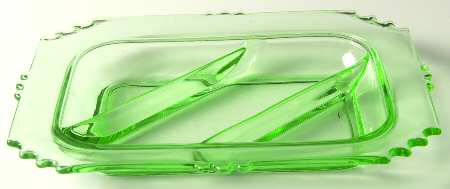 36-Green 8" Oblong 3 Part Relish