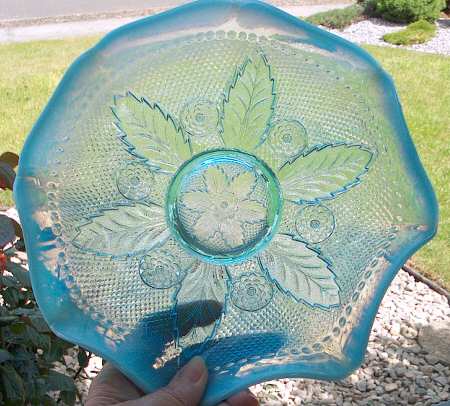 Netted Roses-Blue Opalescent by Northwood