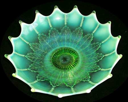Leaf and Beads-Green Opalescent by Northwood