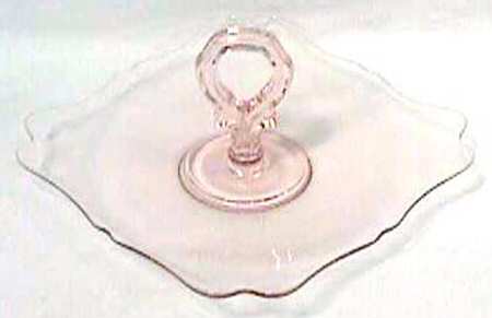 Fancy Square-Pink Center Handle Tray