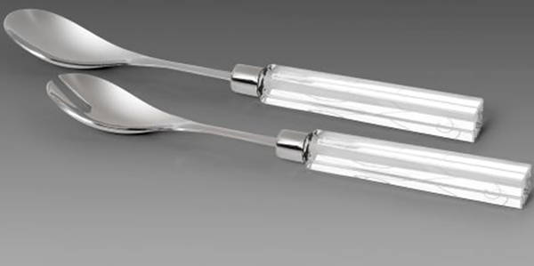 Platinum Wave (2 Piece) Salad Set with Stainless Bowls