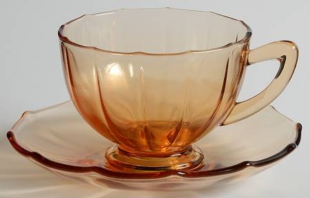 34-Amber Cup and Saucer Set