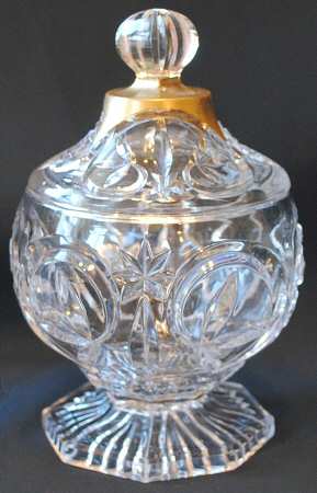 Leaf and Star-Gold Sugar Bowl & Lid