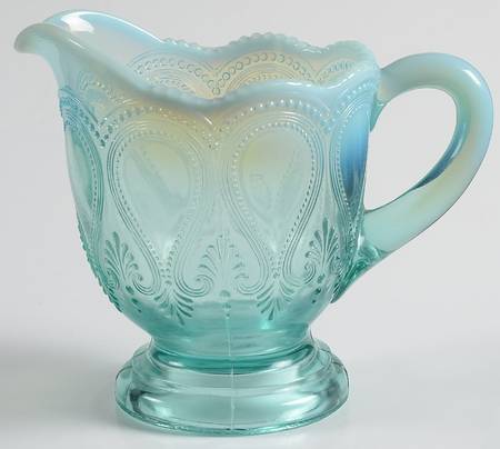 Scroll with Acanthus-Blue Opalescent by Northwood